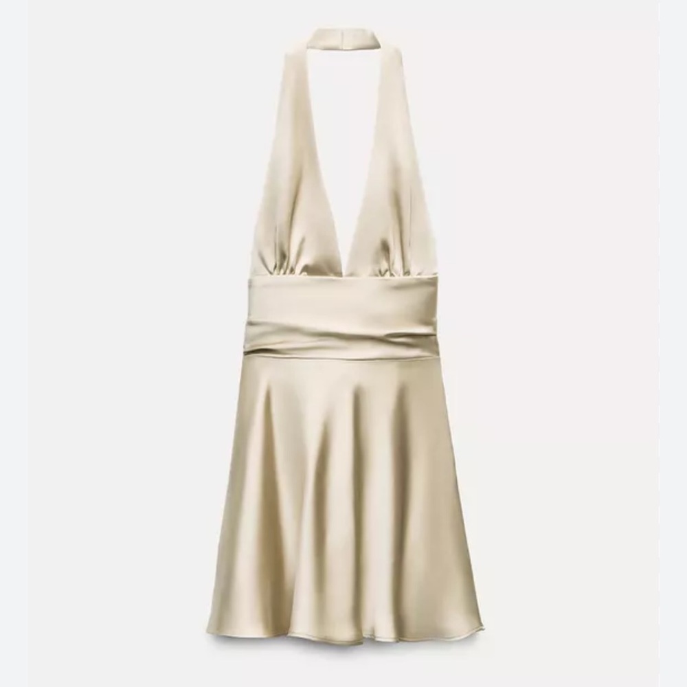 Light green mini halter dress Zara